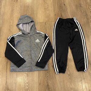 Adidas Kids Gray Hoodie and Black Joggers Set